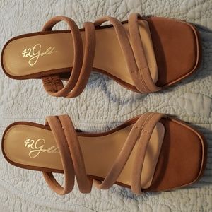 Womens suede strappy heeled sandals